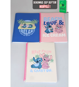 x Dekomus Lisanslı Lilo & Stitch Summer Vibes Collection "Tekli" A4 80 Yaprak Kareli Defter "Dekomus Cep Defteri Hediyeli"