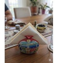 Peçetelik Nar Figürlü Antalya Temalı – Dekoratif Seramik Masa Üstü Peçetelik 9x10 cm Hediyelik Ev Dekoru