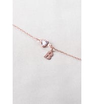 925 Ayar Gümüş Harfli Kalp Bileklik (Rose)