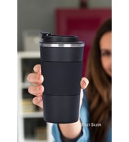 304 Pazlanmaz Çelik 500 Ml Kaydırmaz Lastikli Termos Bardak Mug Araç Kahve Çay Thermos 549