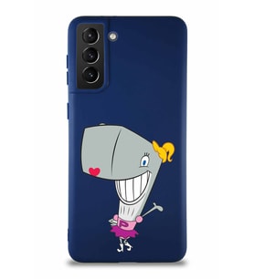 Samsung Galaxy S21 Plus Soft Premier Kapak Pearl Yengeç Tasarımlı Silikon Kılıf - Lacivert (Şeffaf)