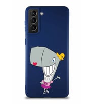 Samsung Galaxy S21 Plus Soft Premier Kapak Pearl Yengeç Tasarımlı Silikon Kılıf - Lacivert (Şeffaf)