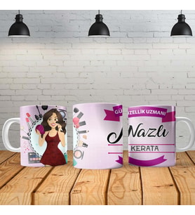 Güzellik Uzmanı Kişiye Özel Baskılı Yeni Tasarım Kupa Bardak Özel Kutusunda