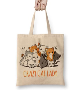 Crazy Cat Lady Kedi Bez Çanta Uzun Saplı