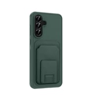 Samsung Galaxy A56 Kılıf Kartlıklı ve Deri Dokulu Şık ApexWallet Premium Kapak RYC/Bikart (Koyu Yeşil)