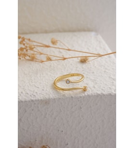 925 Ayar Gümüş Zirkon Taşlı Modern Şık Yüzük - Gold
