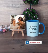 Anneye Doğum Günü Hediyesi Fotoğraflı Dekoratif Taş, Kupa Bardak Beyaz Hediye (Model 4)