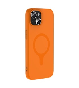 iPhone 15 Kılıf M-Safe Şarj Özellikli Aris Silikon Kılıf Turuncu