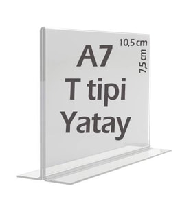 A7 T-Tipi Yatay Şeffaf   Föylük Menü Broşür Etiket Fotoğraflık Albüm Stand Sehpa (Krem)