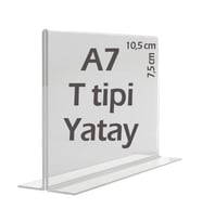 A7 T-Tipi Yatay Şeffaf   Föylük Menü Broşür Etiket Fotoğraflık Albüm Stand Sehpa (Krem)