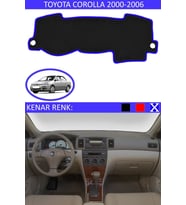 Toyota Coralla 2000-2006 Için Uygun Torpido Koruma Halısı Siyah Kenar Renk Mavi