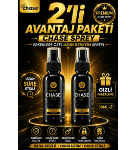 2 ADET Chase Premium Uzun Süreli Etkili Erkek Uzun Deneyim Sprey