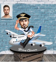 Kişiye Özel Pilot Karikatürlü Ahşap Biblo Bay-5-Eco