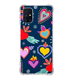 PrintiFy Samsung Galaxy M31s Uyumlu Retro Color 3 Baskılı Şeffaf Köşe Korumalı Antişok Kılıf