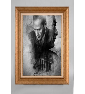 Altın Varaklı Çerçeveli Paspartulu Atatürk Tablo a802 (Gold)
