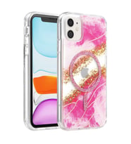 Onegif Apple iPhone 11 Lotus Simli Magsafe Kapak - Pembe