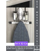 Montaj Gerektirmez Dayanıklı Yer Tasarruflu Kapı Arkası Pratik Kullanım Ütü Masası Asma Aparatı