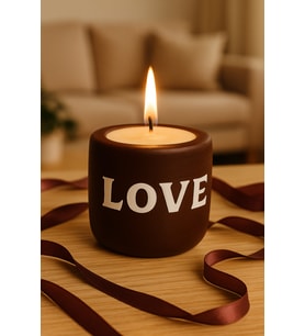 DEKORATİF MUM LOVE (Kahverengi)