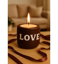 DEKORATİF MUM LOVE (Kahverengi)