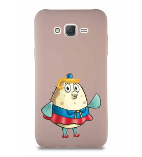 Samsung Galaxy J7 Soft Premier Kapak Bayan Puff Tasarımlı Silikon Kılıf - Pudra (Şeffaf)