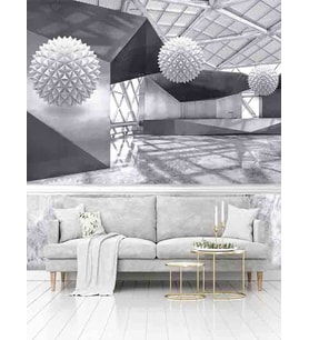 Dreamwall 3D Kristal Toplar Desenli Isı Ve Ses Yalıtımlı Sağlıklı Tekstil Duvar Kağıdı (Gri)