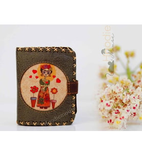 Mexican F. Kahlo Figürlü Küçük Cüzdan Etnik Bohem Retro Style - Yesil (Yeşil)
