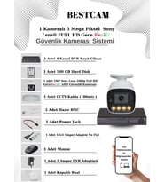 BESTCAM 1 Kameralı Set 5 Mega Piksel Sony Lensli FULL HD Gece Görüşü Renkli Güvenlik Kamera Seti 500 GB HDD
