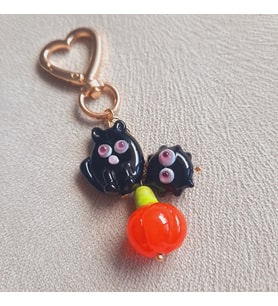 Cadılar Bayramı Kedi Kabak Örümcek Anahtarlık / Çanta Süsü
