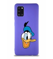 Samsung Galaxy A31 Soft Premier Kapak Donald Duck-A Tasarımlı Silikon Kılıf - Mor (Şeffaf)