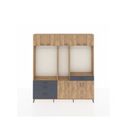 Arges Dolap 8 Raflı 4 Çekmeceli 3 Askılı 220x30x243 Çam-Çam/Antrasit