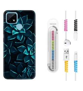 Realme C11 C21 C21Y C25Y C11 2021 Kılıf Kablo Koruma Spiral Silikon Mistik Çiçekler 1650