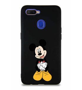 Oppo A5S Soft Premier Kapak Mickey Mouse-A Tasarımlı Silikon Kılıf - Siyah (Şeffaf)