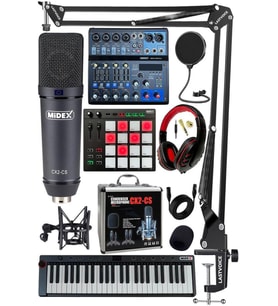 Stüdyo Ekipmanları Midi Live Paket-6 Ses Kartlı Mikser Midi Klavye CX2 Mikrofon Kulaklık Pad Controller