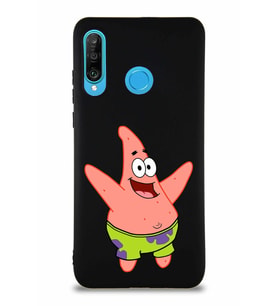 Huawei P30 Lite Soft Premier Kapak Patrick Yıldız Tasarımlı Silikon Kılıf - Siyah (Şeffaf)