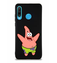 Huawei P30 Lite Soft Premier Kapak Patrick Yıldız Tasarımlı Silikon Kılıf - Siyah (Şeffaf)