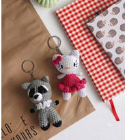 Amigurumi Organik Örgü Hayvan Oyuncak Uyku Arkadaşı ( Rakun, Hello Kitty,)