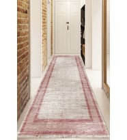 Dijital Baskılı Kaymaz Taban Yıkanabilir Modern Yolluk Ve Koridor Halısı NDU-HT-668 (Pembe)