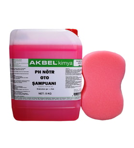 AKBEL PH NÖTR OTO ŞAMPUANI 5 KG (ÇİÇEK KOKULU)+YIKAMA SÜNGERİ (Açık Pembe)