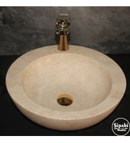 Sipahi Marble Traverten Batarya Çıkışlı Yuvarlak Tasarım Lavabo
