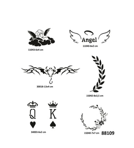 Melek Çiçek 6 Adet Geçici Dövme Şablonu Spreysiz Sadece Stencil