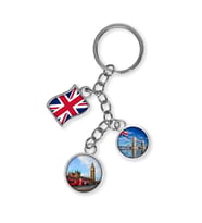 İngiltere Üçlü Epoksi Metal Çift Taraflı Damla Anahtarlık England (Çok Renkli)