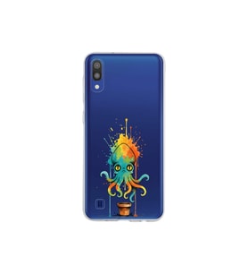 Samsung Galaxy M10 ile uyumlu Splash ahtapot tasarımlı şeffaf silikon kılıf