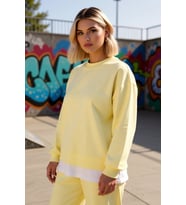 Kadın Bisiklet Yaka Düşük Kol Oversize İnce Örme Sweatshirt Fonksiyonel Dayanıklı Kaliteli