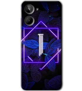 Realme 10 4G Kılıf HD Desen Baskılı Kılıf - Dark Neon Yaprak I Harfi