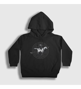 Presmono Unisex Çocuk Siyah Rider Westworld Kapüşonlu Sweatshirt 224992tt