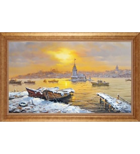 EV İŞYERİ OFİS İÇİN ALTIN ÇERÇEVELİ PASPARTULU TABLO VB887
