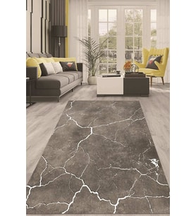 Dijital Kaymaz Taban Yıkanabilir Modern Renkli Salon Halısı Mutfak Halısı Yolluk ND-HT-1250 (Gri)