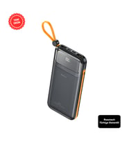 Rosstech RS-500 20.000MAH 22.5W Pd Powerbank Dijital Ekranlı 6 Portlu Dahili Çift Kablolu - Siyah (Siyah)