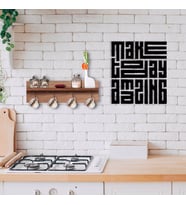 BK Home Doğal Ahşap Raflı Dekoratif Fincan Askılığı ve Duvar Süsü-12 (Beyaz)