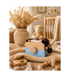 AHŞAP FOTOĞRAF MAKİNESİ BEBEK ODA DEKORASYONU Waldorf Fotoğraf Makinesi, Eğitici Bebek OyuncaK